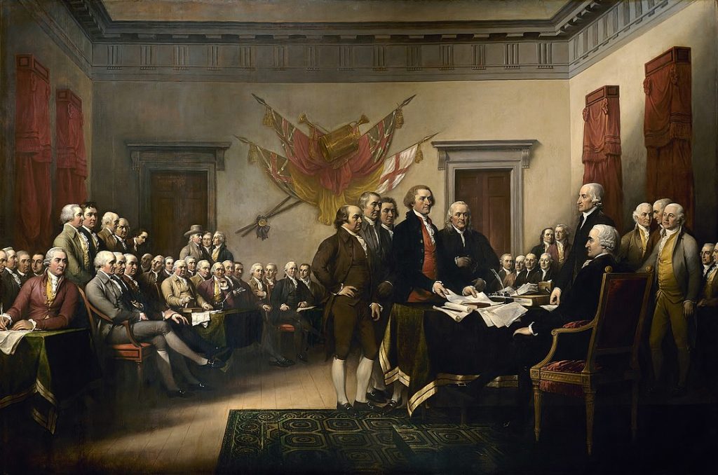 New Jersey Plan: A portrait by John Trumbull depicting the Declaration of Independence. 