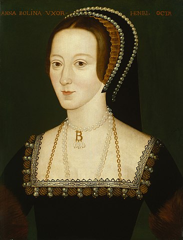 A portrait of Anne Boleyn, wife of King Henry VII.