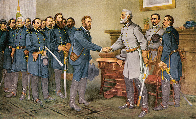 Compromise of 1877: General Robert E. Lee surrenders at Appomattox Court House 1865
