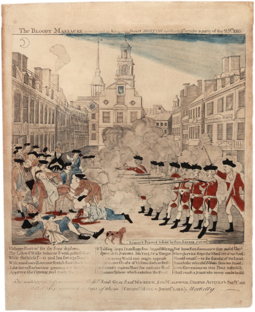Boston Tea Party : Depiction of the Boston Massacre. 