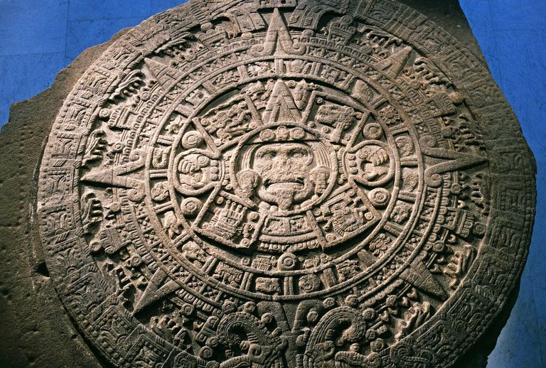 The Ancient Aztecs calendar called Aztec Sun Stone.