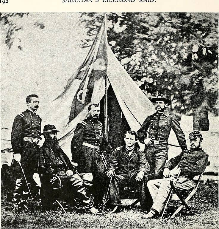 Confederate States: Maj. Gen. Philip Sheridan and his generals in front of Sheridan's tent, 1864.